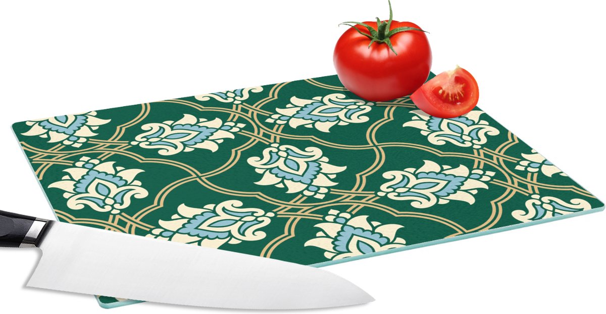 Glazen Snijplank - 28x20 - Bloemen - Antiek - Design - Snijplanken Glas
