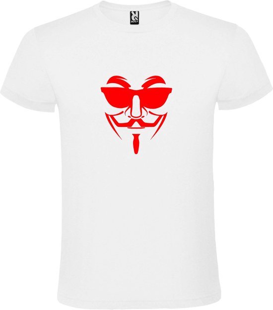 Wit T shirt met print van " Vendetta " print Rood size XXXXXL