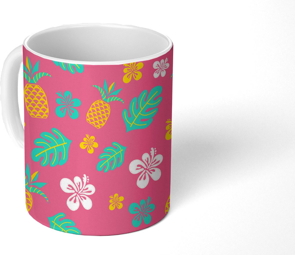 Mok - Koffiemok - Zomer - Patronen - Ananas - Mokken - 350 ML - Beker - Koffiemokken - Theemok