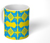Mok - Koffiemok - Hond - Snor - Patroon - Neon - Mokken - 350 ML - Beker - Koffiemokken - Theemok