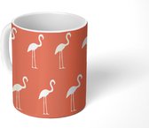 Mok - Koffiemok - Flamingo - Vogel - Patronen - Mokken - 350 ML - Beker - Koffiemokken - Theemok