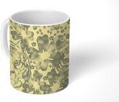 Mok - Koffiemok - Design - Tijger - Bloemen - Mokken - 350 ML - Beker - Koffiemokken - Theemok