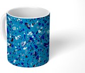 Mok - Koffiemok - Marmer - Blauw - Luxe - Design - Terrazzo - Mokken - 350 ML - Beker - Koffiemokken - Theemok