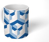 Mok - Koffiemok - 3D - Blauw - Geometrie - Patronen - Mokken - 350 ML - Beker - Koffiemokken - Theemok