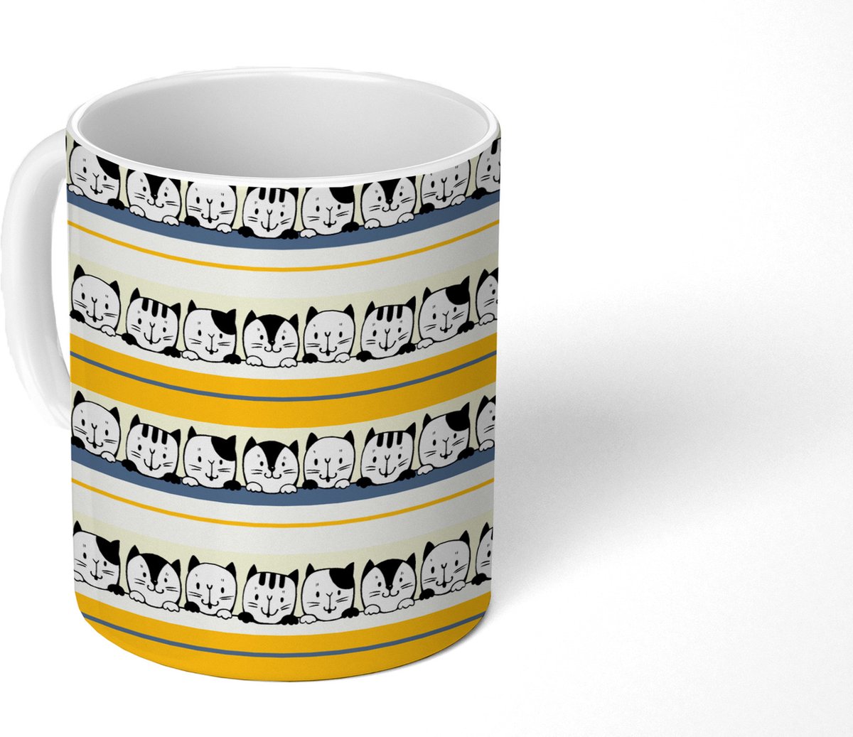 Mok - Koffiemok - Kat - Patronen - Huisdieren - Mokken - 350 ML - Beker - Koffiemokken - Theemok