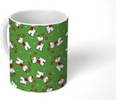 Mok - Koffiemok - Rendier - Kerst - Patronen - Sneeuw - Mokken - 350 ML - Beker - Koffiemokken - Theemok