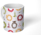 Mok - Koffiemok - Kerstkrans - Maretak - Regenboog - Patronen - Mokken - 350 ML - Beker - Koffiemokken - Theemok