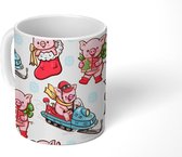Mok - Koffiemok - Patronen - Varken - Kerst - Sneeuw - Mokken - 350 ML - Beker - Koffiemokken - Theemok