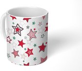 Mok - Koffiemok - Sterren - Rood - Patronen - Christmas - Mokken - 350 ML - Beker - Koffiemokken - Theemok