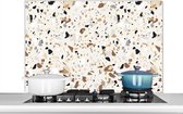 Spatscherm keuken 100x65 cm - Kookplaat achterwand Terrazzo - Patronen - Design - Muurbeschermer - Spatwand fornuis - Hoogwaardig aluminium