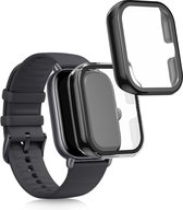 kwmobile 2x cover compatibel met Huami Amazfit GTS 3 - Fitnesstracker cover van gehard glas en kunststof frame set transparant / zwart