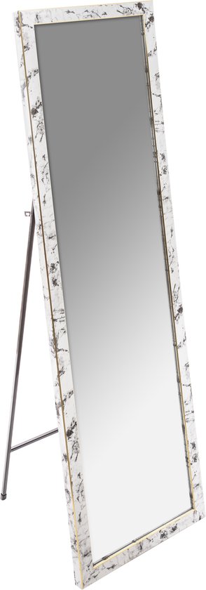 5Five Miroir sur Pied - Wit- Aspect Marbre - 125x35 cm | bol