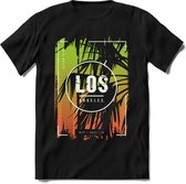 Los Angeles | TSK Studio Zomer Kleding  T-Shirt | Groen - Oranje| Heren / Dames | Perfect Strand Shirt Verjaardag Cadeau Maat M