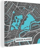 Canvas Schilderij Stadskaart - Nederland - Plattegrond - Water - Kaart - Bergse Plassen - 50x50 cm - Wanddecoratie