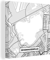 Canvas Schilderij Plattegrond - Stadskaart - Zevenhuizerplas - Kaart - Nederland - 50x50 cm - Wanddecoratie