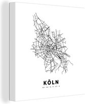 Canvas Schilderij Plattegrond – Köln – Zwart Wit – Stadskaart - Kaart - 20x20 cm - Wanddecoratie