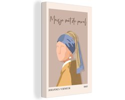 Canvas - Meisje met de parel canvas - Portet - Bruin - Roze - Vintage - Oude meesters - Johannes Vemeer - Muurdecoratie - Wanddecoratie - 120x180 cm