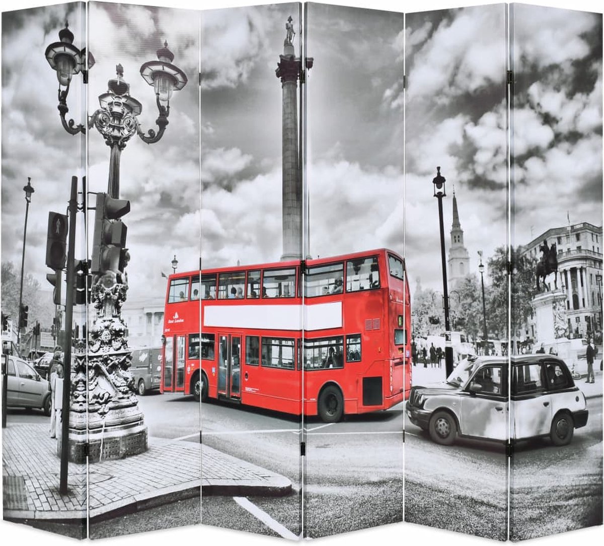 Medina Kamerscherm inklapbaar Londen bus 228x170 cm zwart en wit