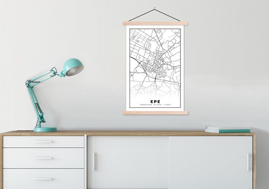 Porte-affiche avec affiche - Affiche scolaire - Epe - Carte - Carte - Plan de la ville - 60x90 cm - lattes vierges