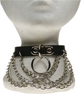 Bullet 69 Funky Punk - 1 row handle plate with overlapping chain Choker - Zwart
