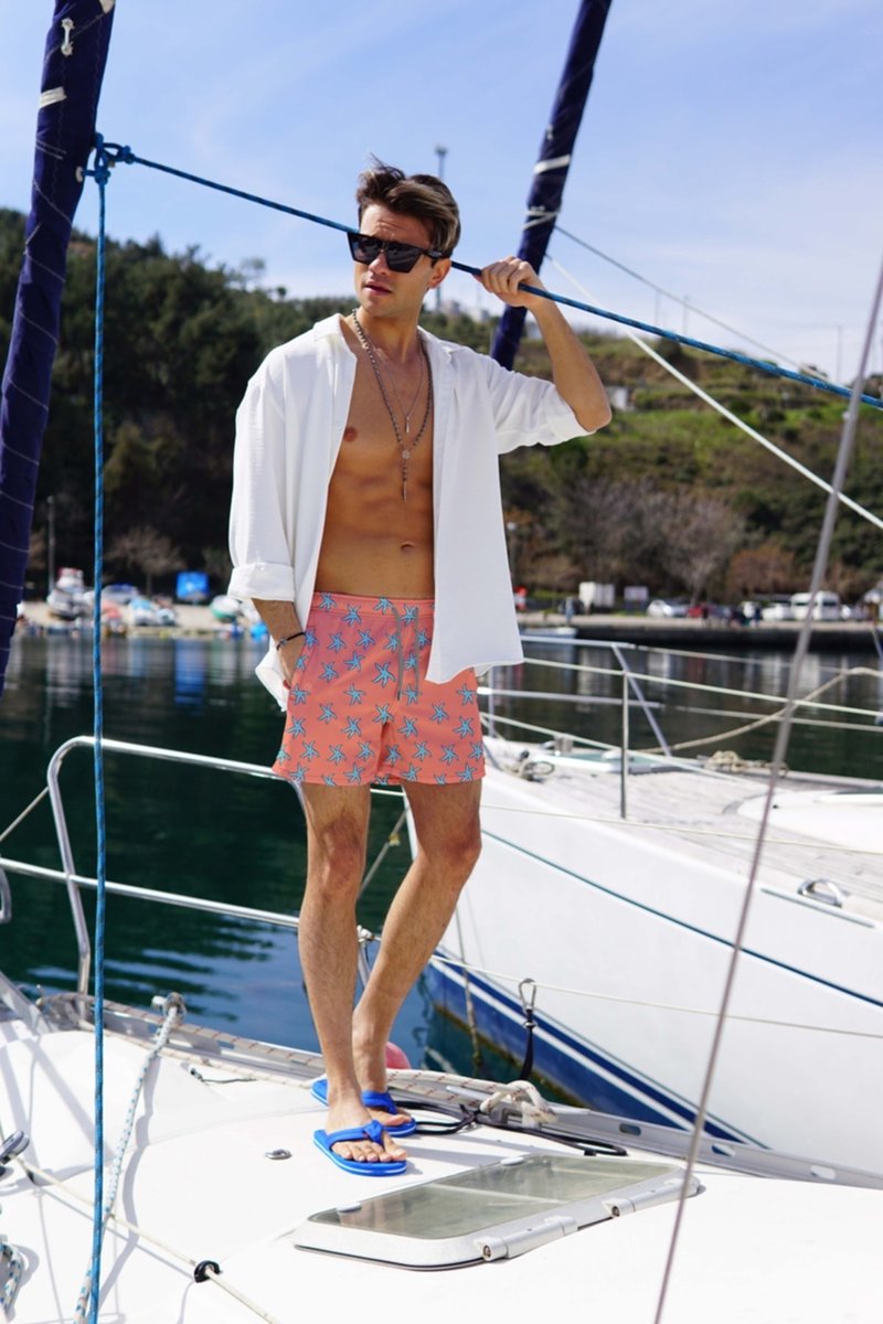 Miami Beach | Hoogwaardige Kwaliteit Zwemshort | Zwembroek | Beachshort | Heren | Sneldrogend | | MB13 - 153 Roze Zalm — afbeelding 9