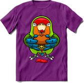 Lekkerbek papegaai T-Shirt Grappig | Dieren vogel agapornis Kleding Kado Heren / Dames | Fastfood Cadeau shirt - Paars - XL