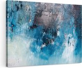 Artaza Canvas Schilderij Abstracte Kunst - Blauw Zwart - 120x80 - Groot - Foto Op Canvas - Wanddecoratie Woonkamer