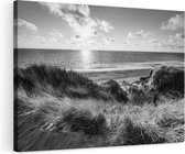 Artaza - Peinture sur Toile - Plage et Mer depuis les Dunes - Zwart Wit - 120x80 - Groot - Photo sur Toile - Impression sur Toile
