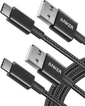 Anker Premium 90cm (0,9m) Dubbel Gevlochten Nylon USB-C naar USB-A Kabel (Pack van 2), voor Samsung Galaxy S9 / S9+ / S8 / S8+ / Note 8, LG V20 / G5 / G6 en nog veel meer (Zwart)