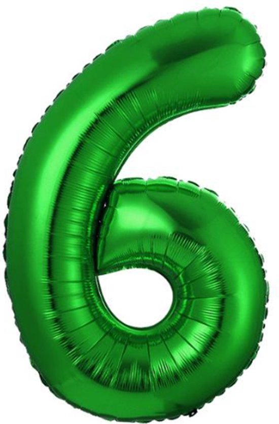 Ballon Cijfer 6 Jaar Groen Folie Ballon Verjaardag Versiering Cijfer ballonnen Feest versiering Met Rietje - 36Cm