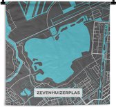 Wandkleed - Wanddoek - Stadskaart - Zevenhuizerplas - Nederland - Water - Kaart - Plattegrond - 180x180 cm - Wandtapijt