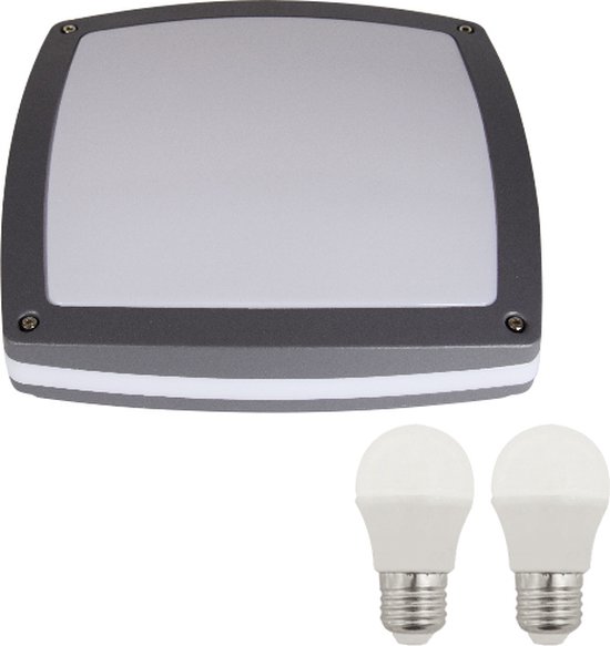 Buitenverlichting wandlamp - Vierkant - 2xE27 - Wandverlichting - Wandarmatuur - Plafondarmatuur - Gevel armatuur - E27 fitting - moderne wandlamp