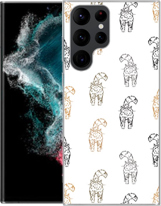 Coque Samsung Galaxy S22 Ultra - Motifs - Chaton - Chat - Pastel - Filles - Enfants - Enfant - Coque de téléphone en Siliconen
