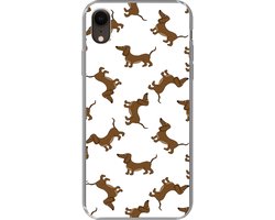 Telefoonhoesje Geschikt voor iPhone XR hoesje - Patronen - Hond - Teckel - Jongens - Meisjes - Kinderen - Kind - Siliconen Telefoonhoesje Telefoonhoesje