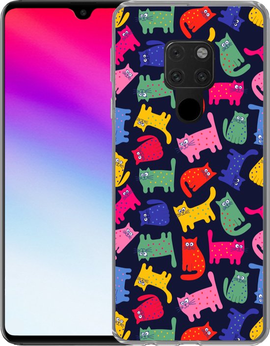 Coque Huawei P40 Lite - Motifs - Chat - Arc-en-ciel - Rose - Filles - Enfants - Enfant - Coque de téléphone en Siliconen