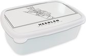 Broodtrommel Wit - Lunchbox - Brooddoos - Stadskaart – Zwart Wit - Kaart – Heerlen – Nederland – Plattegrond - 18x12x6 cm - Volwassenen