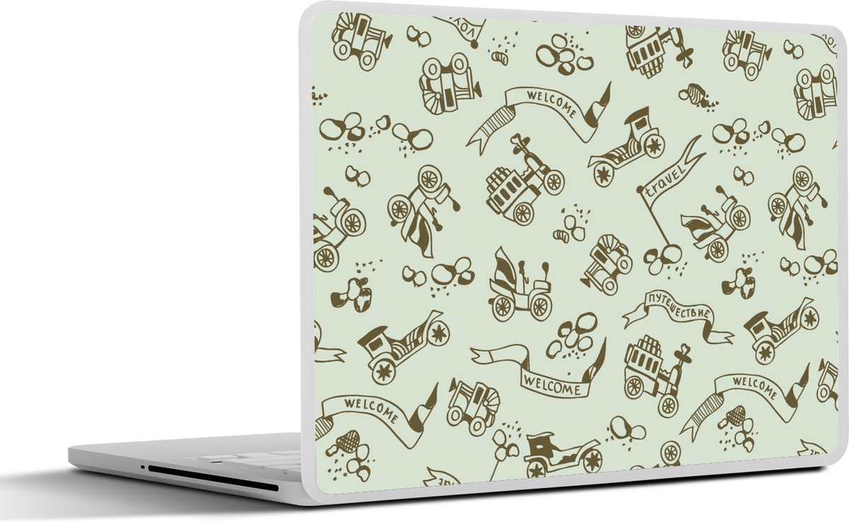 Laptop sticker - 12.3 inch - Vintage - Auto - Oldtimer - Jongen - Patroon - 30x22cm - Laptopstickers - Laptop skin - Cover