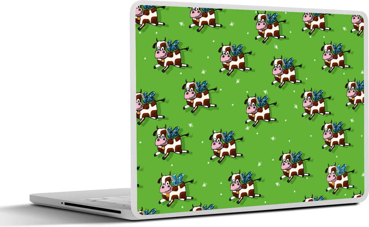 Laptop sticker - 12.3 inch - Koe - Vleugels - Patronen - Kind - 30x22cm - Laptopstickers - Laptop skin - Cover