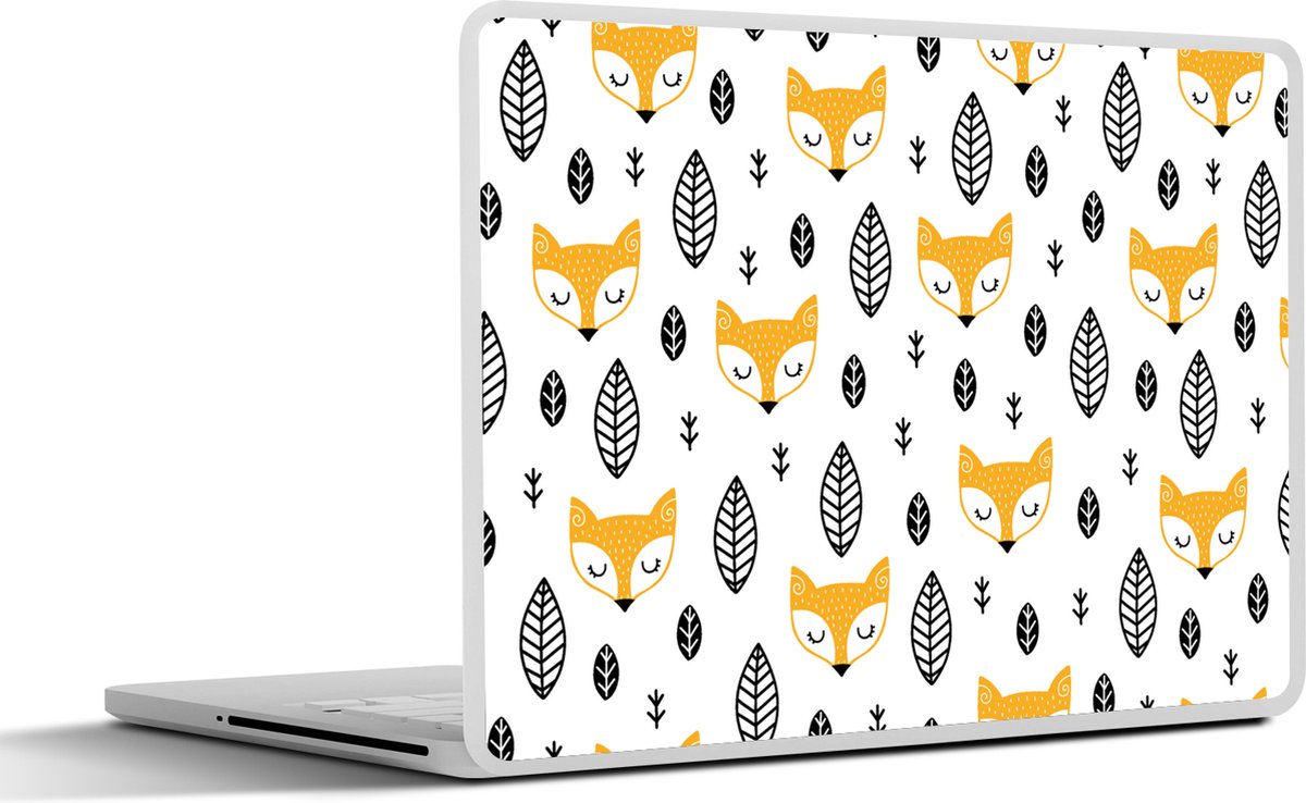 Laptop sticker - 14 inch - Vos - Scandinavisch - Kinderen - Bladeren - Patronen - 32x5x23x5cm - Laptopstickers - Laptop skin - Cover
