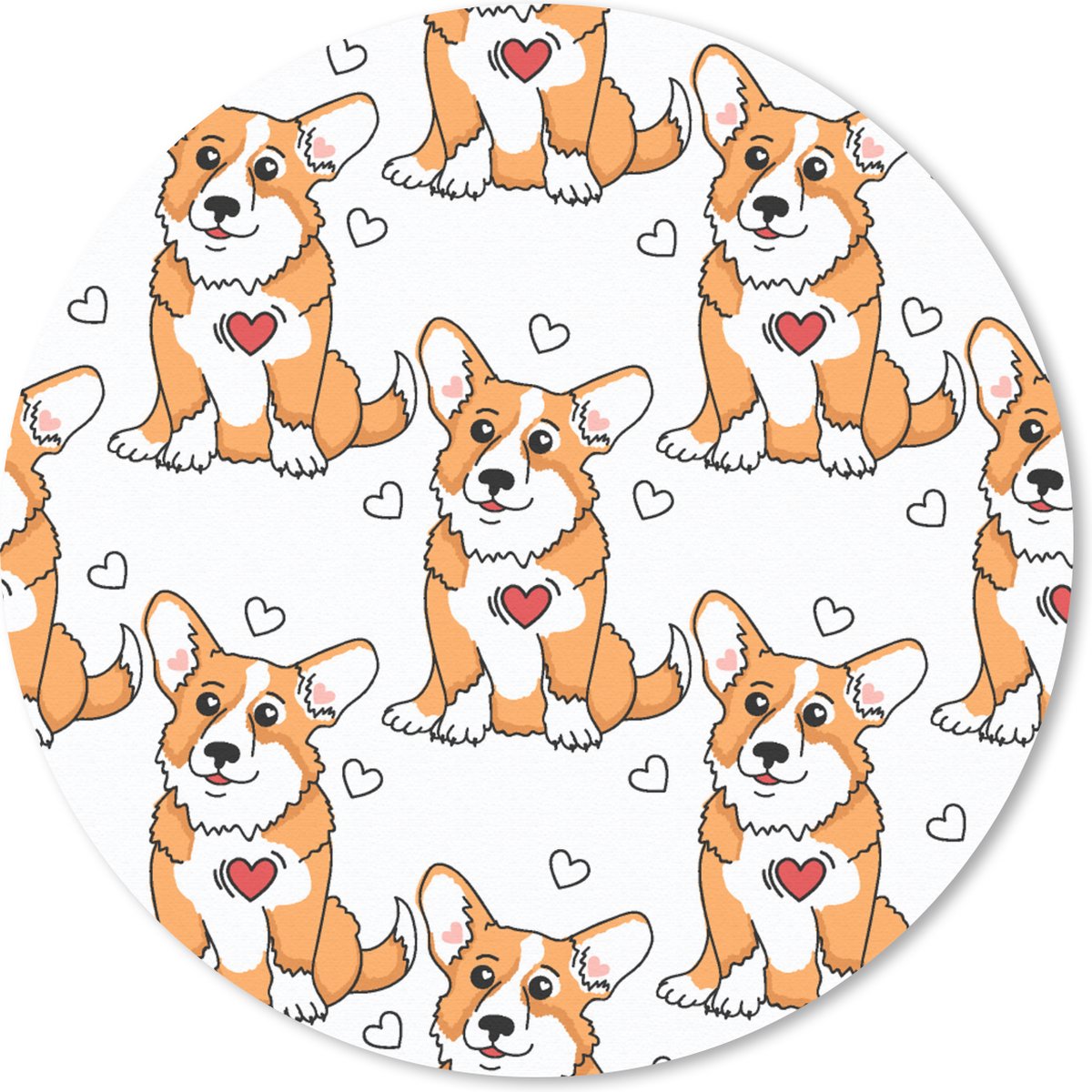 Muismat rond 40x40 cm - Mousepad Hond - Hart - Patronen - Jongen - Ronde muismatten
