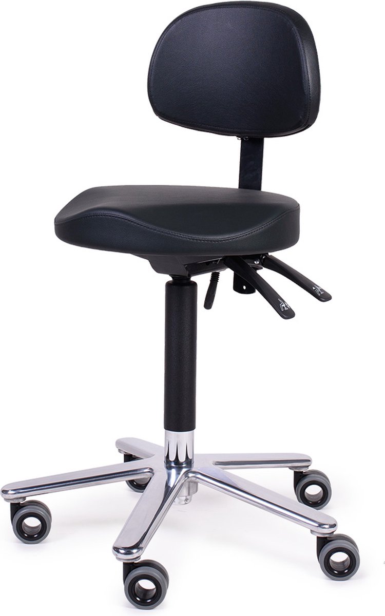 FIRMSEATS Medische Tabouret Kruk op Wielen met Rugleuning - Medical Wave - hygiënische wielen