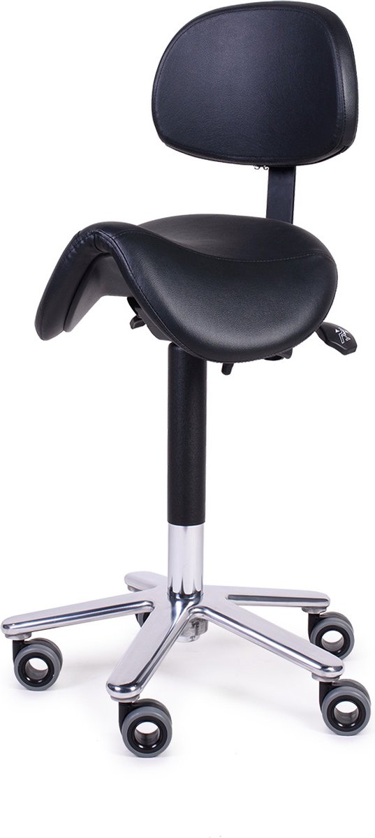 FIRMSEATS Medische Ergonomische Zadelkruk met Rugleuning en Voetbediening - Medical Zadel - hygiënische wielen