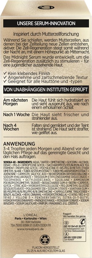 L'Oréal Paris Age Perfect Cell Renaissance Midnight Serum - Gezichtsverzorging – Anti-Rimpel - 30ml