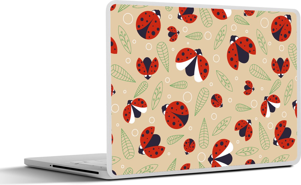 Laptop sticker - 10.1 inch - Lieveheersbeestje - Bladeren - Design - 25x18cm - Laptopstickers - Laptop skin - Cover