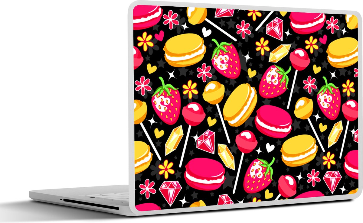 Laptop sticker - 17.3 inch - Snoep - Patroon - Aardbei - 40x30cm - Laptopstickers - Laptop skin - Cover