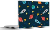 Laptop sticker - 13.3 inch - Patronen - Aarde - Ruimte - Raket - Jongens - Kinderen - Jongetje - Kids - 31x22,5cm - Laptopstickers - Laptop skin - Cover