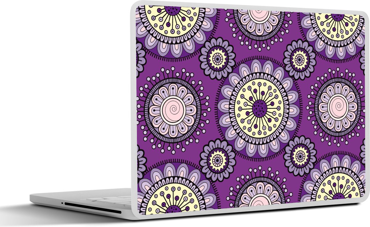Laptop sticker - 11.6 inch - Meisjes - Bloemen - Paars - Patronen - Girl - Kids - Kinderen - 30x21cm - Laptopstickers - Laptop skin - Cover