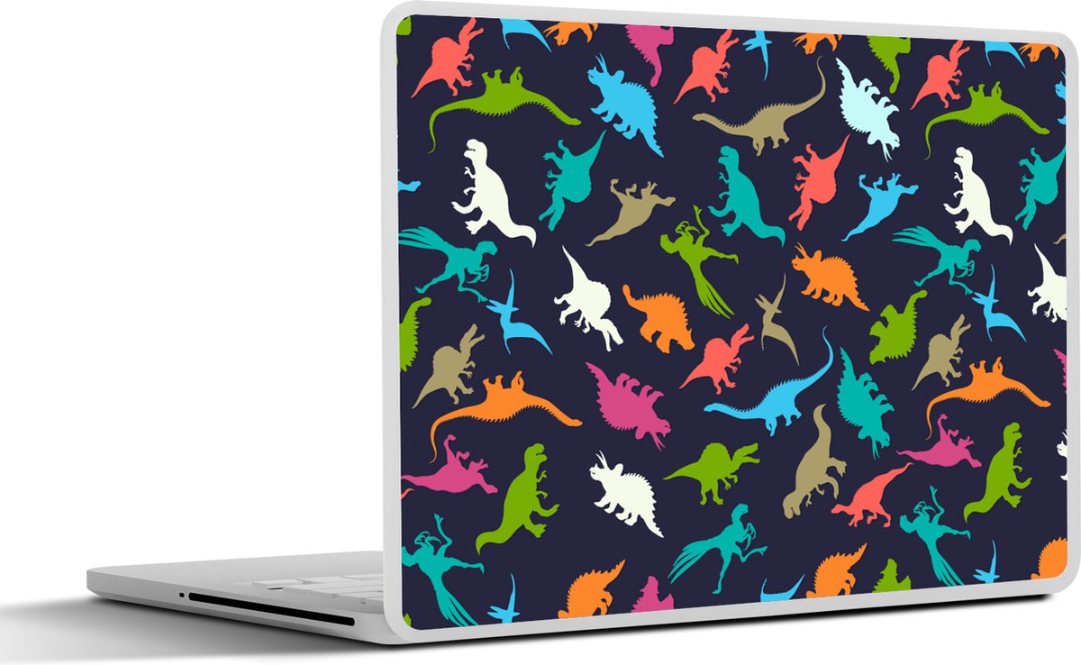 Laptop sticker - 13.3 inch - Patronen - Dino - Kleuren - Jongens - Kinderen - Kids - Kind - 31x22,5cm - Laptopstickers - Laptop skin - Cover