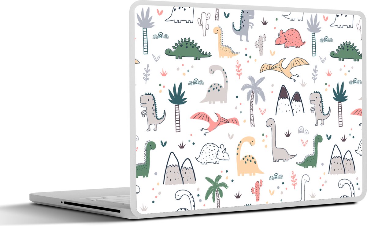 Laptop sticker - 13.3 inch - Patronen - Dino - Boom - Jongetje - Jongens - Kinderen - Kids - 31x22,5cm - Laptopstickers - Laptop skin - Cover