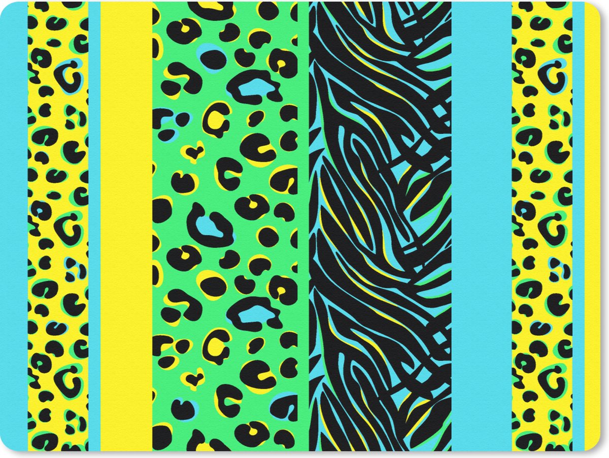 Muismat Groot - Design - Panterprint - Geel - Groen - 40x30 cm - Mousepad - Muismat